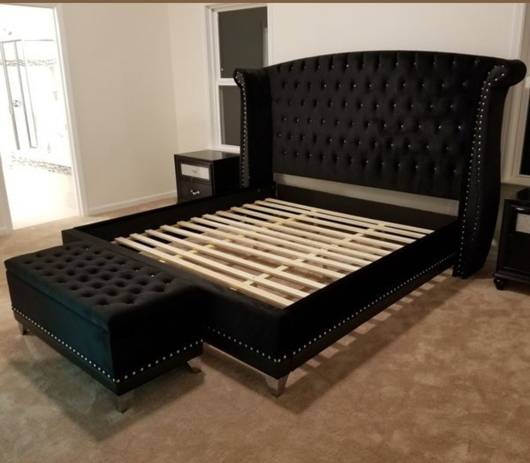 Ruby Diamond Bed and Ottoman