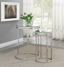 Load image into Gallery viewer, Round Diamonds Glass Top Nesting Table
