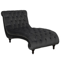 Load image into Gallery viewer, Button Tufted Upholstered Chaise Charcoal
