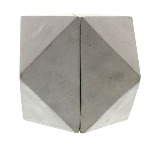 Geometric Faceted Design Cement Bookends, Gray